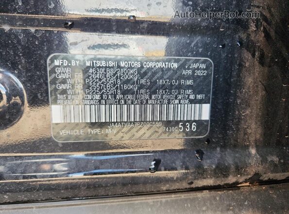 JA4ATVAA7PZ000559 2023 MITSUBISHI ECLIPSE Черный Вид наклейки с VIN-кодом