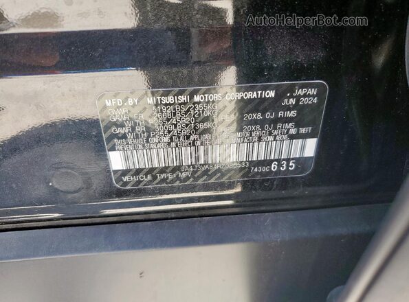 JA4J3VA84RZ080533 2024 MITSUBISHI OUTLANDER Black 