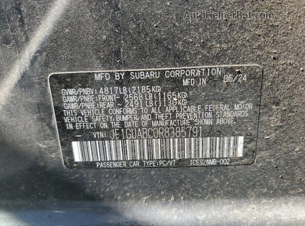 JF1GUABC0R8385791 2024 SUBARU IMPREZA Gray Widok komory silnika
