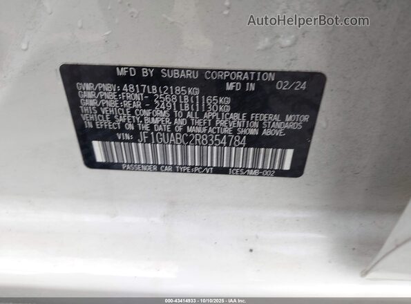 JF1GUABC2R8354784 2024 SUBARU IMPREZA White 