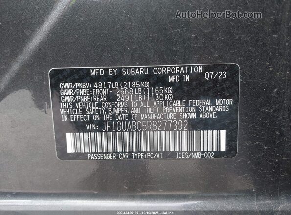 JF1GUABC5R8277392 2024 SUBARU IMPREZA Gray Вид підкапотного простору