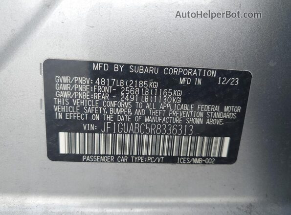 JF1GUABC5R8336313 2024 SUBARU IMPREZA Silver Widok komory silnika
