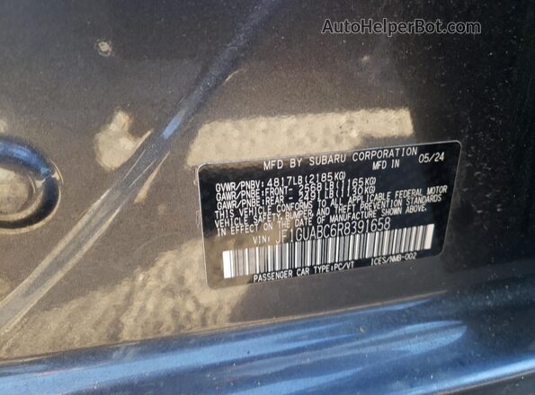 JF1GUABC6R8391658 2024 SUBARU IMPREZA Gray VIN կոդի պիտակի տեսք