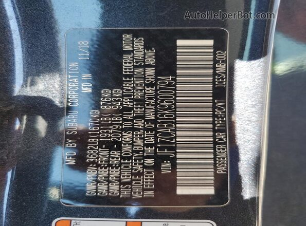 JF1ZCAB16K9600794 2019 SUBARU BRZ Black 