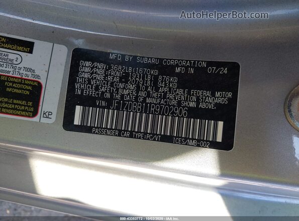 JF1ZDBB11R9702906 2024 SUBARU BRZ Gray Շարժիչի բաժամունքի տեսք