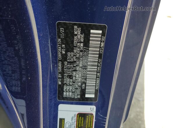JF1ZDBE13P9707677 2023 SUBARU BRZ Синий Вид наклейки с VIN-кодом