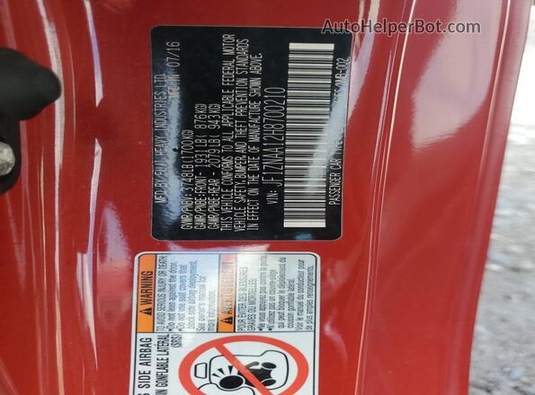 JF1ZNAA12H8700210 2017 TOYOTA 86 Red 