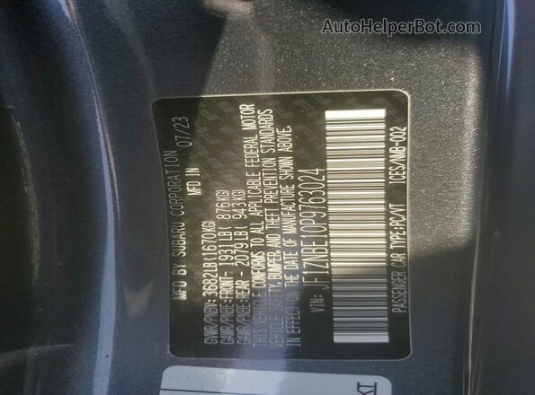 JF1ZNBE10P9763024 2023 TOYOTA GR Gray Вид наклейки з VIN-кодом