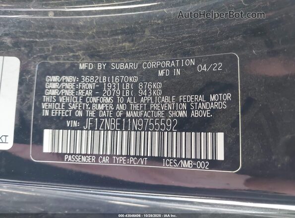 JF1ZNBE11N9755592 2022 TOYOTA GR86 Black 