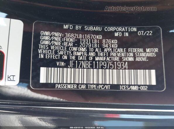 JF1ZNBE11P9751934 2023 TOYOTA GR86 Black Vista del compartimento del motor
