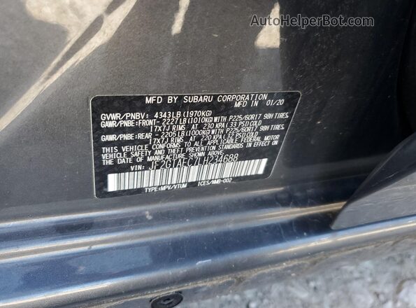 JF2GTAEC7LH234688 2020 SUBARU CROSSTREK Gray Widok komory silnika