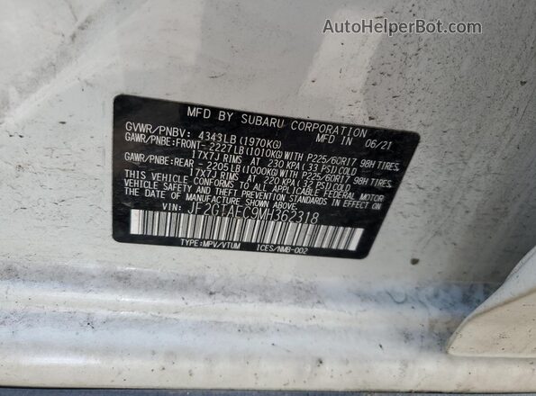 JF2GTAEC9MH362318 2021 SUBARU CROSSTREK White Շարժիչի բաժամունքի տեսք
