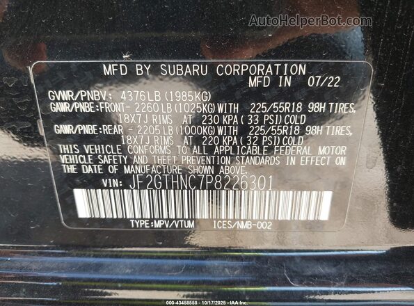 JF2GTHNC7P8226301 2023 SUBARU CROSSTREK Black Engine compartment view