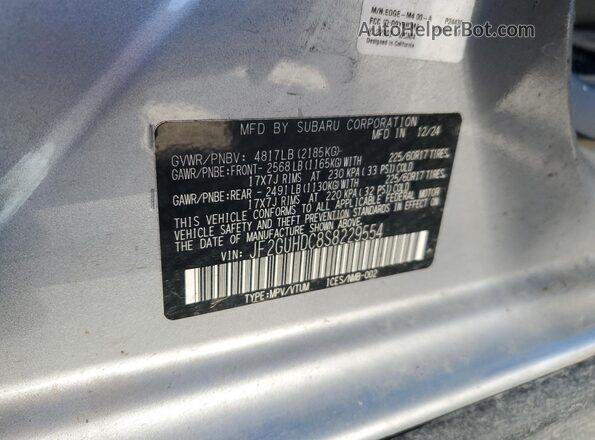 JF2GUHDC8S8229554 2025 SUBARU CROSSTREK Gray VIN կոդի պիտակի տեսք