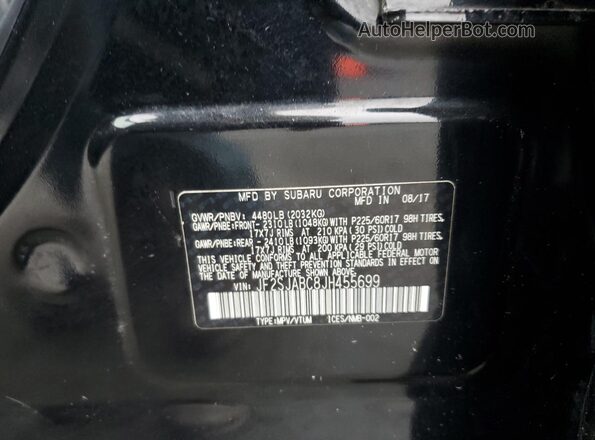 JF2SJABC8JH455699 2018 SUBARU FORESTER 2.5 Черный 