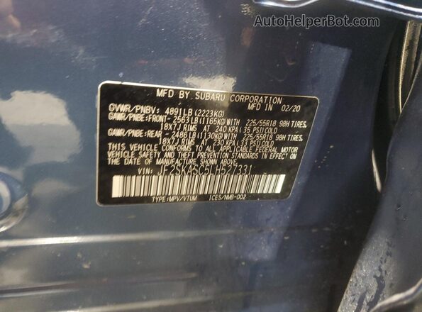 JF2SKASC5LH527331 2020 SUBARU FORESTER Blue Вид наклейки з VIN-кодом