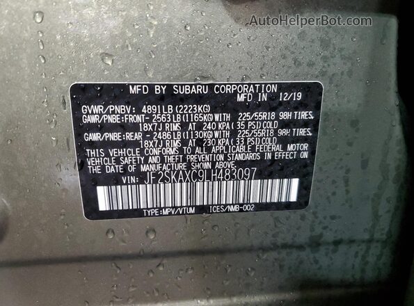 JF2SKAXC9LH483097 2020 SUBARU FORESTER Green Շարժիչի բաժամունքի տեսք