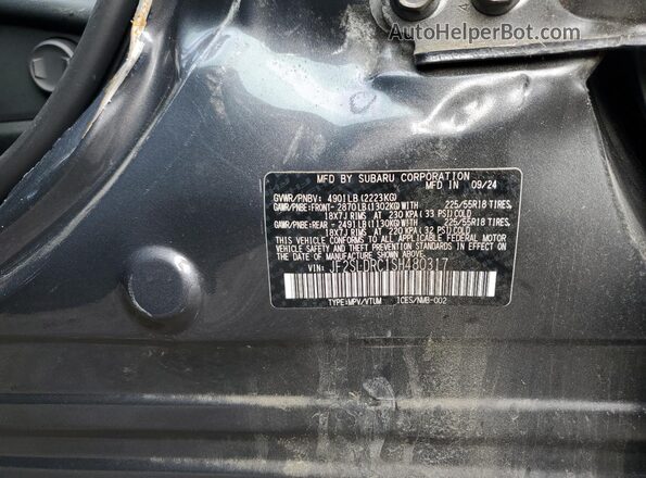 JF2SLDRC1SH480317 2025 SUBARU FORESTER Серый Вид наклейки с VIN-кодом
