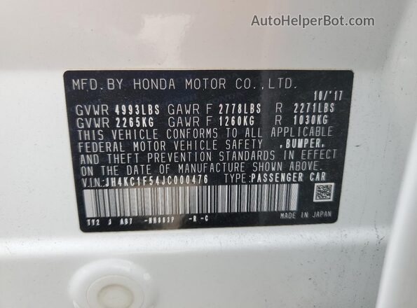 JH4KC1F54JC000476 2018 ACURA RLX White Вид підкапотного простору