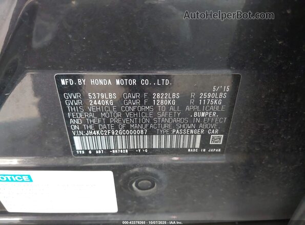 JH4KC2F92GC000087 2016 ACURA OTHER Gray 