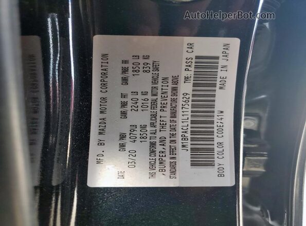 JM1BPACL1L1175629 2020 MAZDA 3 Black Вид підкапотного простору