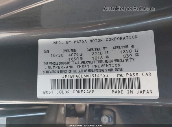 JM1BPACL6M1314753 2021 MAZDA 3 Gray Շարժիչի բաժամունքի տեսք