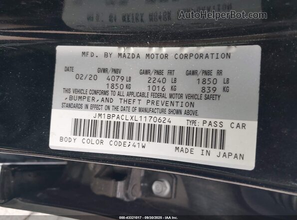 JM1BPACLXL1170624 2020 MAZDA 3 Black Շարժիչի բաժամունքի տեսք