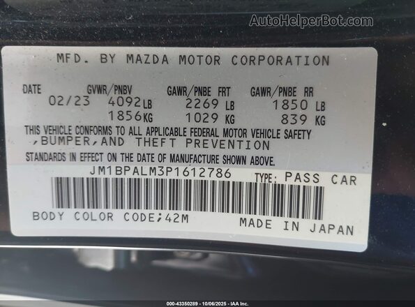 JM1BPALM3P1612786 2023 MAZDA 3 Blue Շարժիչի բաժամունքի տեսք