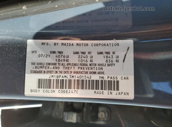 JM1BPAML3M1401542 2021 MAZDA 3 Gray Vista del compartimento del motor