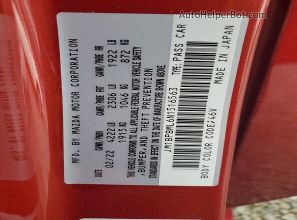 JM1BPBML6N1516563 2022 MAZDA 3 Red Շարժիչի բաժամունքի տեսք