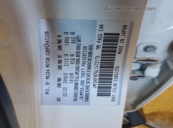 JM1DKFB76L1472176 2020 MAZDA CX-3 White VIN კოდის სტიკერის ხედი