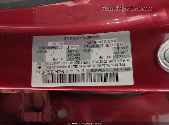 JM1DKFD77H0158031 2017 MAZDA CX-3 Red Widok komory silnika