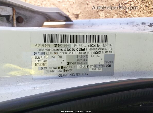 JM1GL1UM9L1522908 2020 MAZDA 6 White 