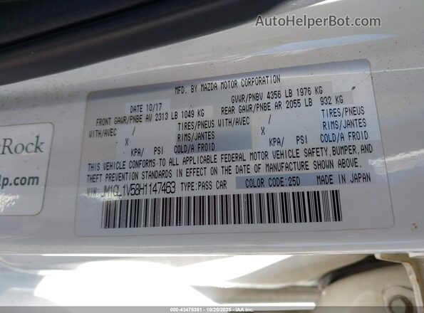 JM1GL1V58H1147463 2017 MAZDA 6 White Vista del compartimento del motor