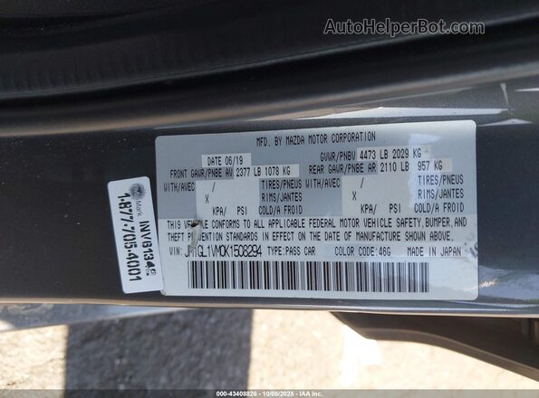 JM1GL1VM0K1508294 2019 MAZDA 6 Gray Engine compartment view