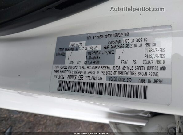 JM1GL1VM4M1601953 2021 MAZDA 6 White Widok komory silnika
