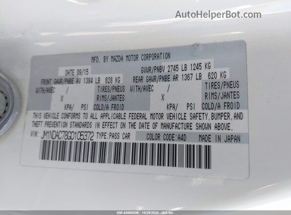JM1NDAC78G0105372 2016 MAZDA MX-5 MIATA White Вид підкапотного простору