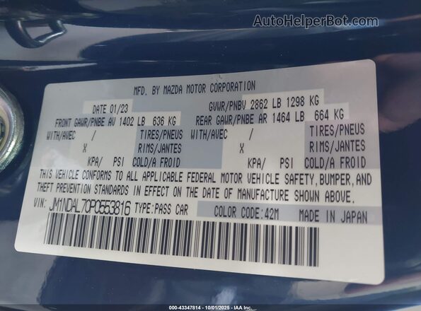 JM1NDAL70P0553816 2023 MAZDA MX-5 MIATA RF Blue Vista del compartimento del motor