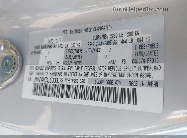 JM1NDAM74J0200078 2018 MAZDA MX-5 MIATA RF Gray Вид підкапотного простору