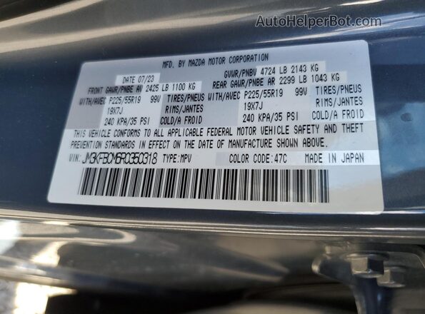 JM3KFBCM6R0350318 2024 MAZDA CX-5 Синий Вид наклейки с VIN-кодом