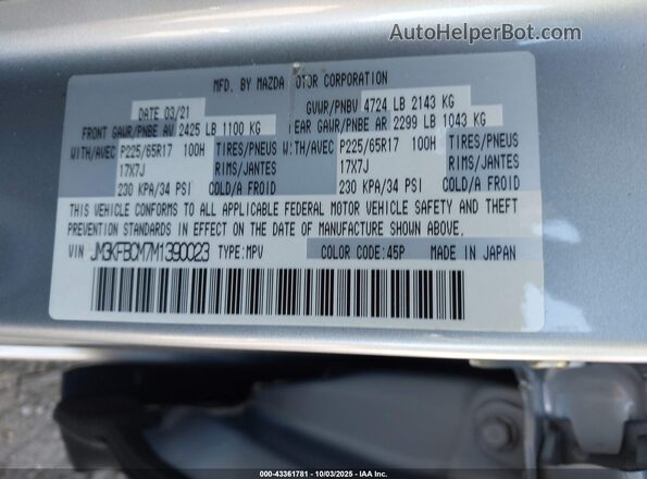 JM3KFBCM7M1390023 2021 MAZDA CX-5 Gray Շարժիչի բաժամունքի տեսք