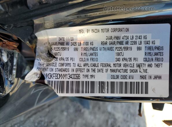 JM3KFBDMXM1340098 2021 MAZDA CX-5 Black Vista de la etiqueta del VIN