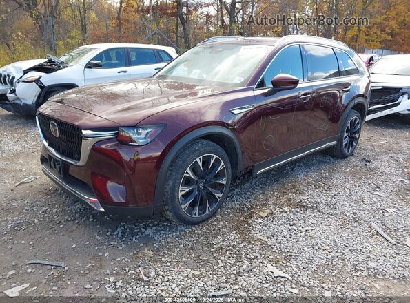 JM3KKDHA6R1146683 2024 MAZDA CX-90 PHEV Burgundy წინა მარცხენა ხედი სამი მეოთხედიდან