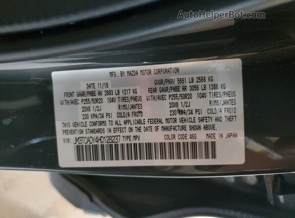 JM3TCADY4H0128237 2017 MAZDA CX-9 Серый Вид наклейки с VIN-кодом