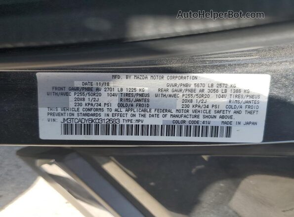 JM3TCADY6K0312683 2019 MAZDA CX-9 Черный Вид наклейки с VIN-кодом