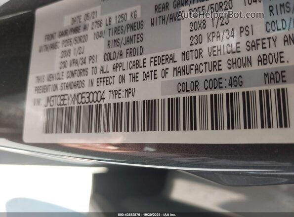 JM3TCBEYXM0530004 2021 MAZDA CX-9 Серый Вид подкапотного пространства