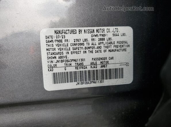 JN1BF0BA3PM411301 2023 NISSAN ARIYA Gray VIN sticker view