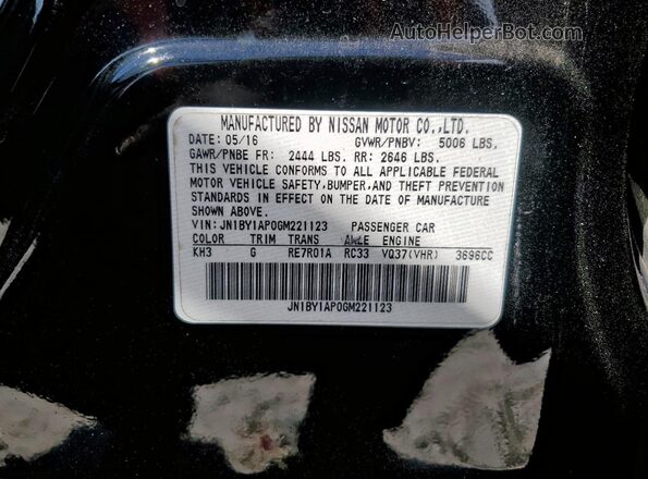 JN1BY1AP0GM221123 2016 INFINITI Q70 Black 