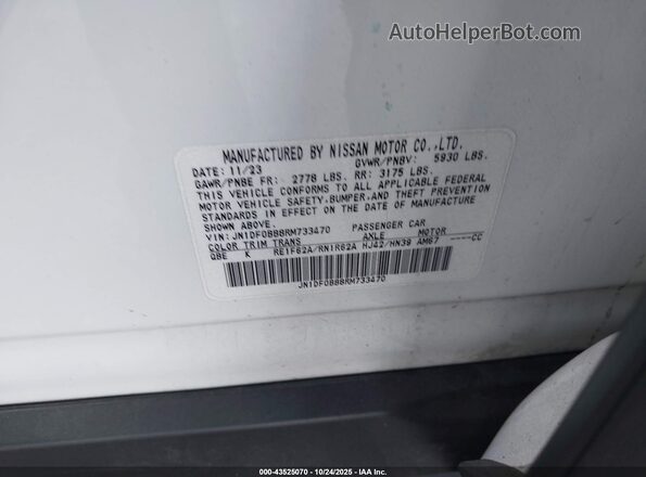 JN1DF0BB8RM733470 2024 NISSAN ARIYA White Engine compartment view
