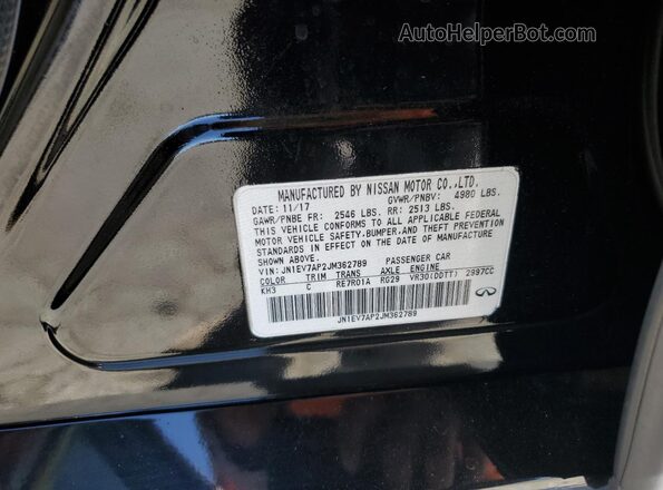 JN1EV7AP2JM362789 2018 INFINITI Q50 Black Vista del compartimento del motor
